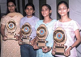 Hindi Academy Delhi gave the Chhatra Pratibha Puraskar 2002-2003 to the higher and senior secondary students in the Capital on Sunday.