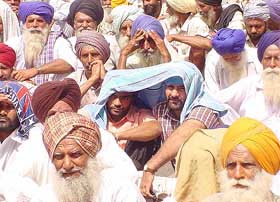 Punjab farmers sit in dharna against the freezing of paddy MSP at Jantar Mantar in New Delhi 