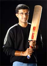 Indian cricket captain Saurav Ganguly strikes a pose at a television studio in Mumbai 