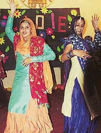 Students perform giddha at French Departments freshers party held at Panjab University in Chandigarh on Friday.