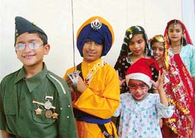 Participants at a fancy dress contest organised by the Punjab School Education Board in Guru Nanak Khalsa Girls High School, Model Town