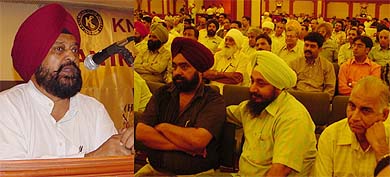 Excise and Taxation Minister Sardul Singh addresses an interactive session organised by the Knitwear Club