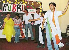 Students present a parody during a freshers party at the History Department