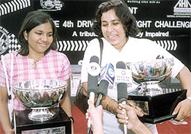 Navigator Nupur Jain and driver Preeti Jain, who finished first in the all-women car rally