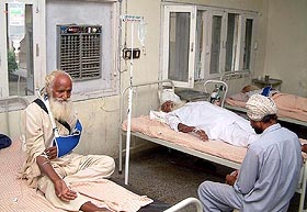 The injured farmers undergoing treatment at the Civil Hospital Bathinda on Tuesday.