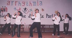 Seniors perform a dance during a freshers’ party to welcome the new MBBS batch of the DMCH at Dumra auditorium