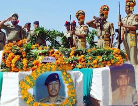 The bodies of Tasi Ram Negi and Yog Raj, who were killed in an avalanche in September