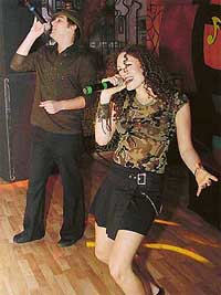 Verity Rae Martin and Paul Yiannikou of the rock band Demand perform at a discotheque in Sector 8, Chandigarh, on Sunday.