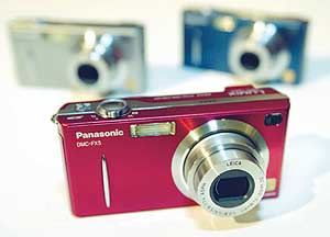 Panasonic's new compact digital still camera DMC-FX5, integrating Leica's technology with Panasonic's digital video technology, is unveiled in Tokyo. 
