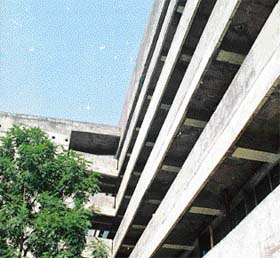 Straight lines and sharp angles of the PGI building