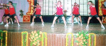 Students of Aerobic Activity Academy performing aerobic exercises