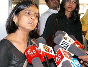 Director of Centre for Science and Environment Sunita Narayan talks to the media