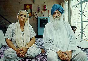 The parents of Balbir Singh Sodhi at their house in Passiawal village of Kapurthala district