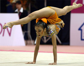 Zhong Ling of China performs at the final round of the World Rhythmic Gymnastics Club championships in Tokyo 