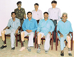 Civilians, who were given artificial limbs by the Artificial Limb Centre, at Command Hospital, Chandi Mandir.
