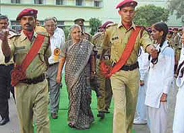 Delhi Chief Minister Sheila Dikshit on the occasion of St. John Ambulance Brigade Day 2003 at the Maulana Azad Medical College in the Capital on Tuesday.