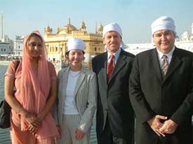Canadian Minister for Industries Allen Rock (second from right) at the Golden Temple in Amritsar on Wednesday.