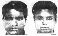 Sketches of two suspects involved in the rape of a Swiss national released by the Delhi police on Thursday.