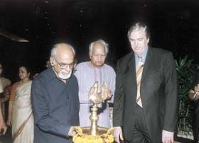 I. K. Gujral inaugurating the exhibition, Music in Art