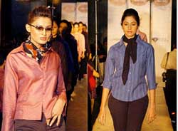 Models display Allen Solly's new range of women's wear at a fashion show in Bangalore 