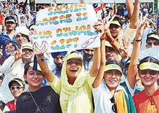 Die-hard Sachin fans at the PCA Stadium, SAS Nagar, on Sunday. 