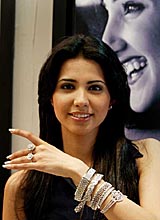 Miss India Nikita Anand poses for photographers as she displays a new collection of diamond jewellery in Mumbai 