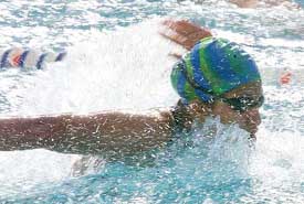 Pakistani swimmer Kiran Khan in action during the women's 200m individual medley event 