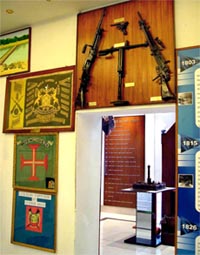 Flags captured by the Bengal Sappers from Italians in World War II and the LTTE in Sri Lanka displayed