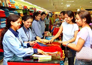 Salesgirls at a department store