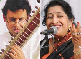 Amitava Chatterjee and Kankana Banerjee perform at the first day of the 26th three-day annual Chandigarh Sangeet Sammelan