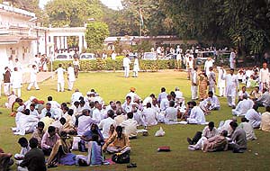 Ticket- seekers camp outside the All- India Congress Committee office