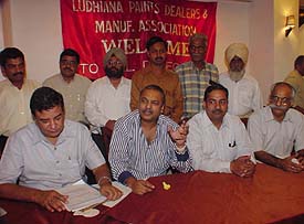 Mr Sudarshan Agarwal, joint secretary of the Ludhiana Paints Dealers and Manufacturer Association, addresses mediapersons