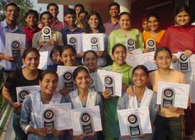 Students who were honoured by the Bharat Vikas Parishad in Ludhiana
