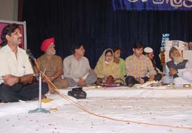 Participants at the ninth All-India Sahir Memorial Mushaira at the Government College for Boys