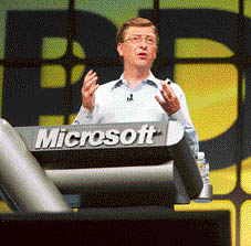Bill Gates, Chairman and Chief Software Architect at Microsoft, makes a point as he outlines the companys vision for the next wave of software development, at the companys sold out Professional Developers Conference in Los Angeles.