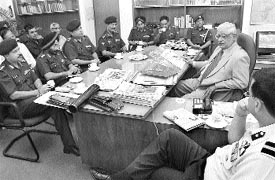 Members of the Long Defence Management Course, being conducted by the College of Defence Management, Secunderabad