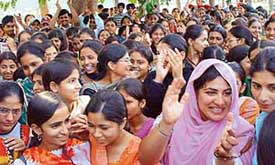Protest over fee hike by college students in full swing at Matka Chowk in Sector 17