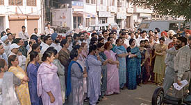 The Punjab Employees Federation holds an anti-privatisation rally at Millerganj
