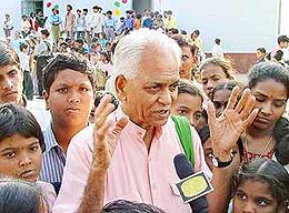 Mr S.N. Subba Rao, Director, National Youth Project, with children who came from other states for the National Children Festival in Shivalik Public School