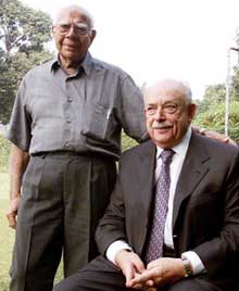 I.S.I. Liebler (sitting), vce-president of World Jewish Congress, who was given the Mahatma Gandhi Award for International Understanding