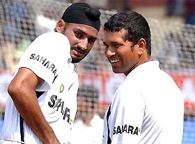Harbhajan Singh and Sachin Tendulkar