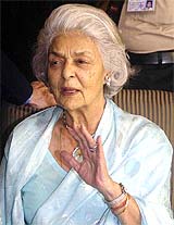 Rajmata Gayatri Devi, who was described by Vogue as the most beautiful woman, at the launch of Rajmata Gayatri Devi Signature Collection of solitaire diamonds in Mumbai 