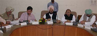 Mr Lal Singh, Finance Minister, Punjab, presides over the meeting of the District Planning and Development Board at the Bachat Bhavan