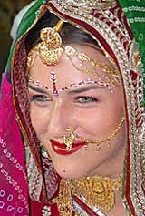 German tourist Leoba who was declared as the best in Indian bridal dress competition of foreign tourists