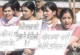 Members of Kendriya Arya Yuvti Parishad protesting against increasing incidence of crime against women at Jantar Mantar in the Capital on Thursday.
