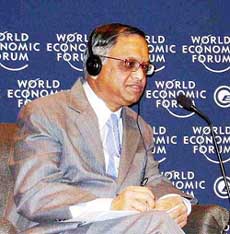 Infosys chairman N.R. Narayana Murthy addresses a session