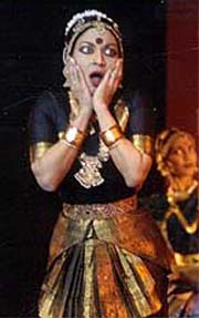 File photo of Mallika Sarabhai staging a dance ballet Shivashakti Vandanam at the function Sharing in Rebuilding of Gujarat in New Delhi