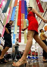 Visitors flock to the newly opened Times Square commercial complex in downtown Kuala Lumpur