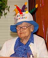 Charlotte Benkner celebrates her 114th birthday, becoming the oldest validated person in the world, in North Lima