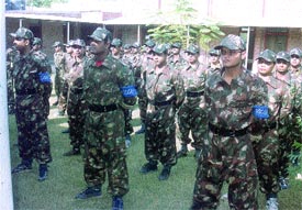 Students of Amity Institute of Information Technology taking part in the military training programme
